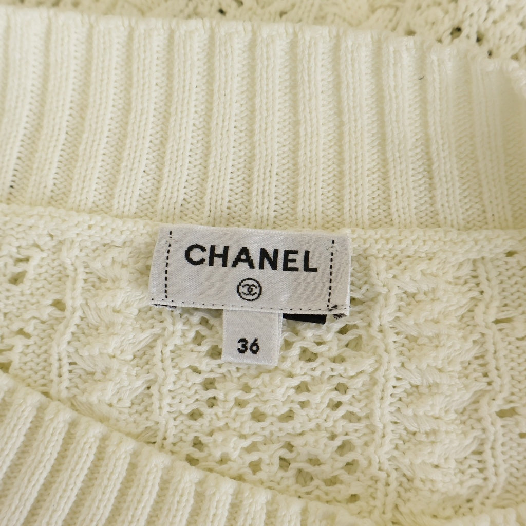 CHANEL(シャネル) 24SS ココマーク ココビーチ ニット 半袖ニットセーター ホワイト P76924K11083 レディース