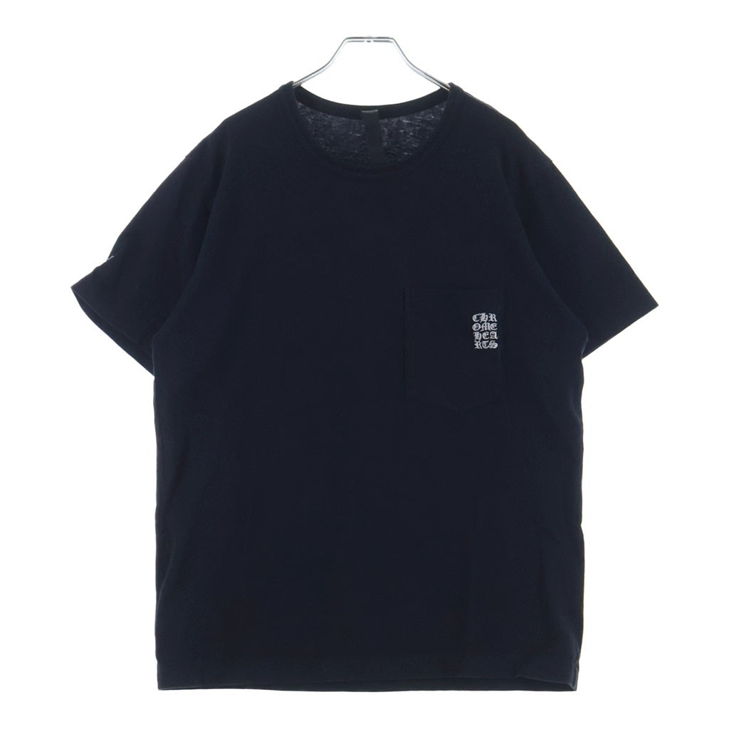 CHROME HEARTS(クロムハーツ) Y NOT Vertical Logo Cross Embroidery ワイノット ロゴ刺繍 ポケット半袖Tシャツカットソー ブラック