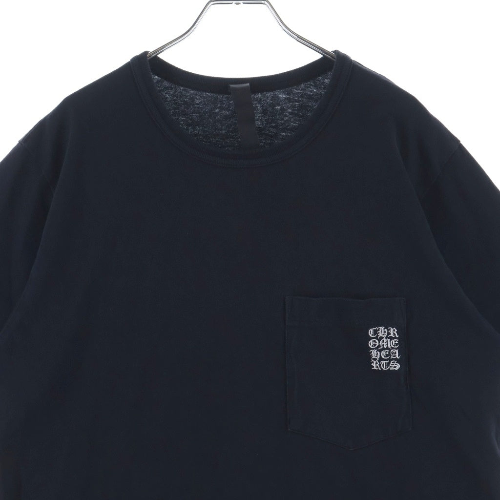 CHROME HEARTS(クロムハーツ) Y NOT Vertical Logo Cross Embroidery ワイノット ロゴ刺繍 ポケット半袖Tシャツカットソー ブラック