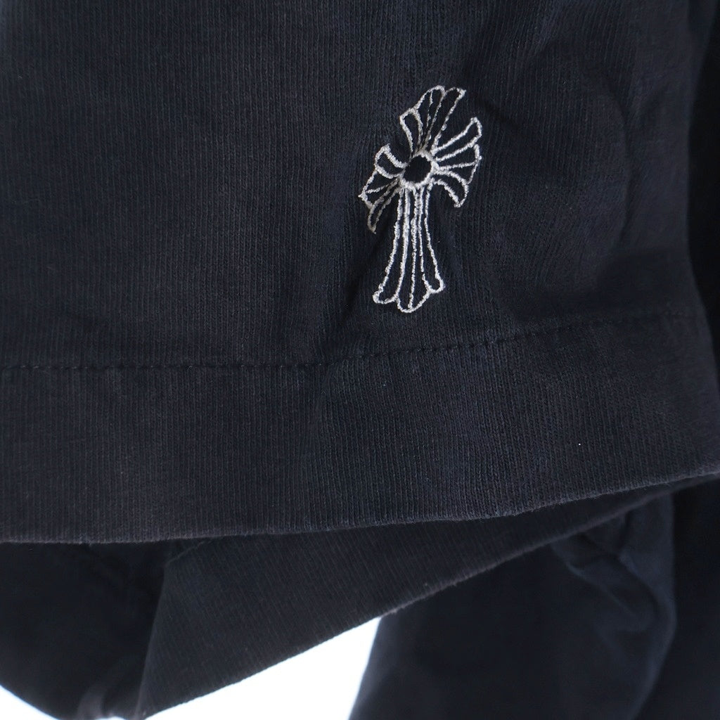 CHROME HEARTS(クロムハーツ) Y NOT Vertical Logo Cross Embroidery ワイノット ロゴ刺繍 ポケット半袖Tシャツカットソー ブラック
