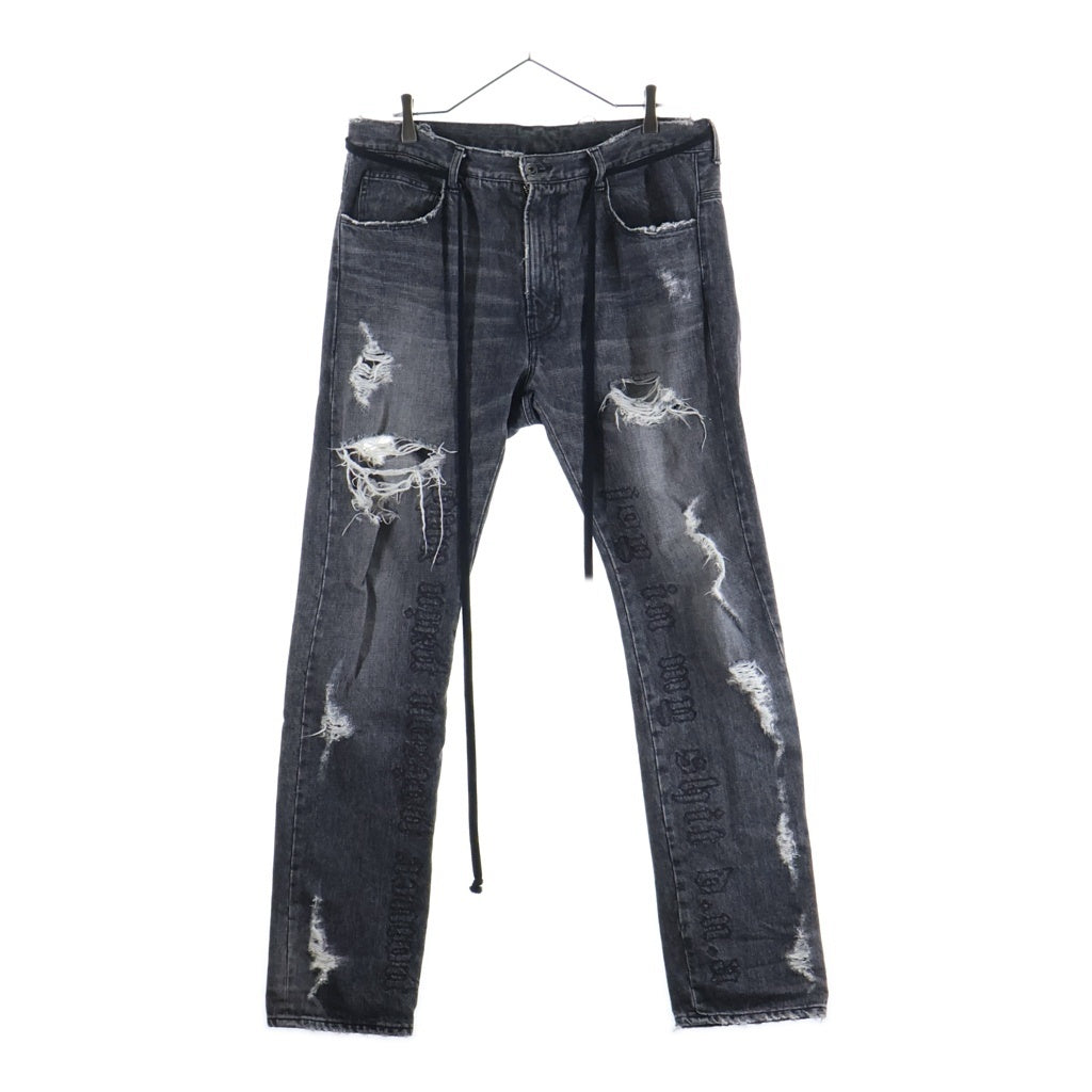 cvtvlist(カタリスト) ROYAL FLASH限定 カスタム ダブルロゴ クラッシュデニムパンツ ブラック 21FW0407