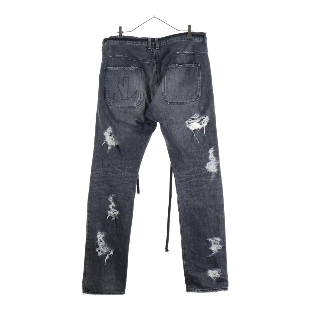 cvtvlist(カタリスト) ROYAL FLASH限定 カスタム ダブルロゴ クラッシュデニムパンツ ブラック 21FW0407