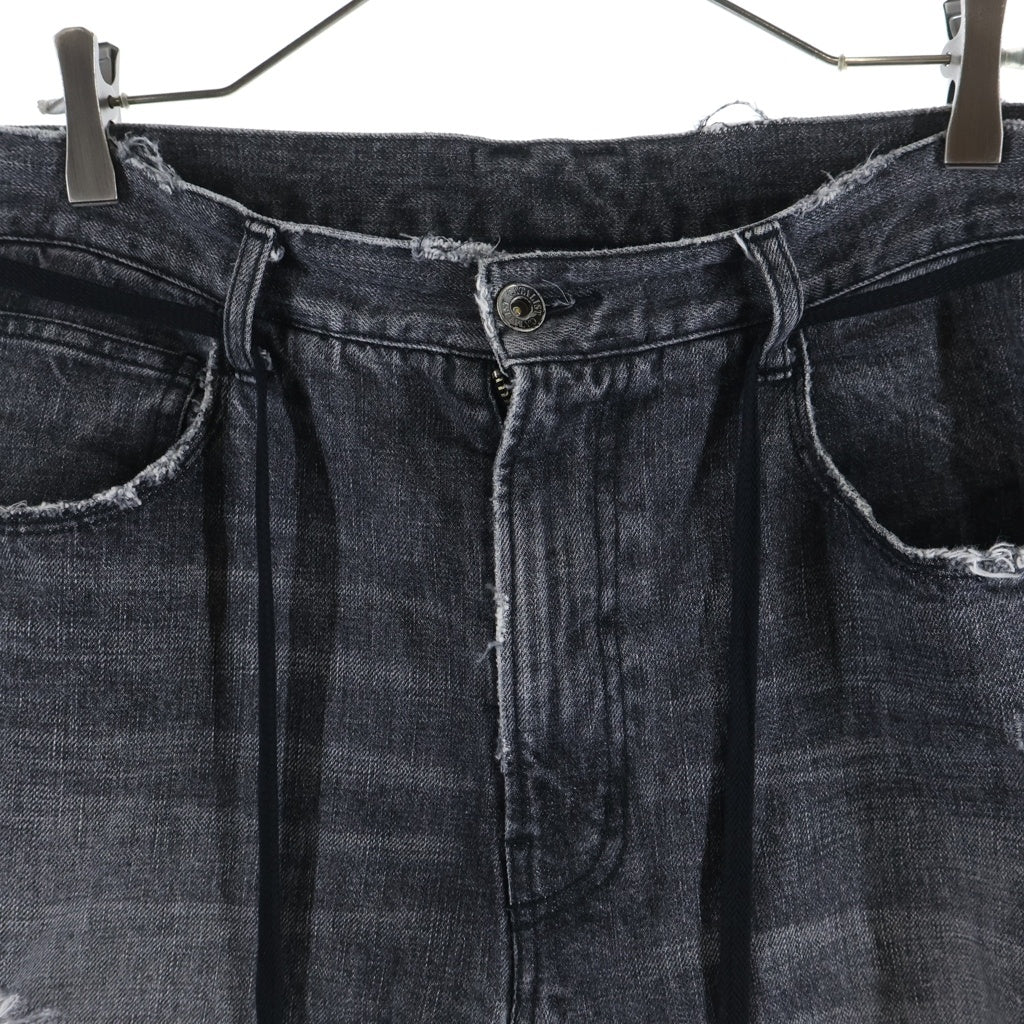 cvtvlist(カタリスト) ROYAL FLASH限定 カスタム ダブルロゴ クラッシュデニムパンツ ブラック 21FW0407