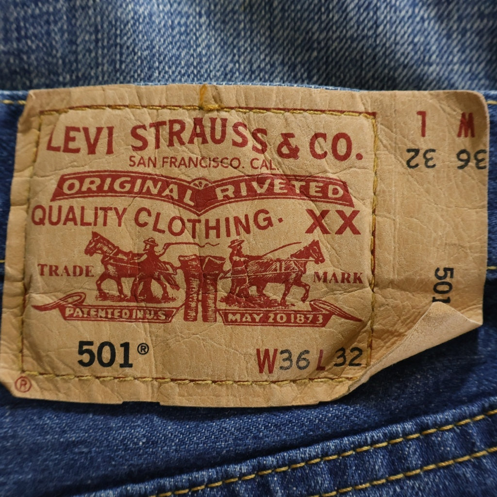 Levi's(リーバイス) 501 ボタン裏359刻印 フィリピン製 ダメージデニムパンツ ジーンズ インディゴ 03501-01