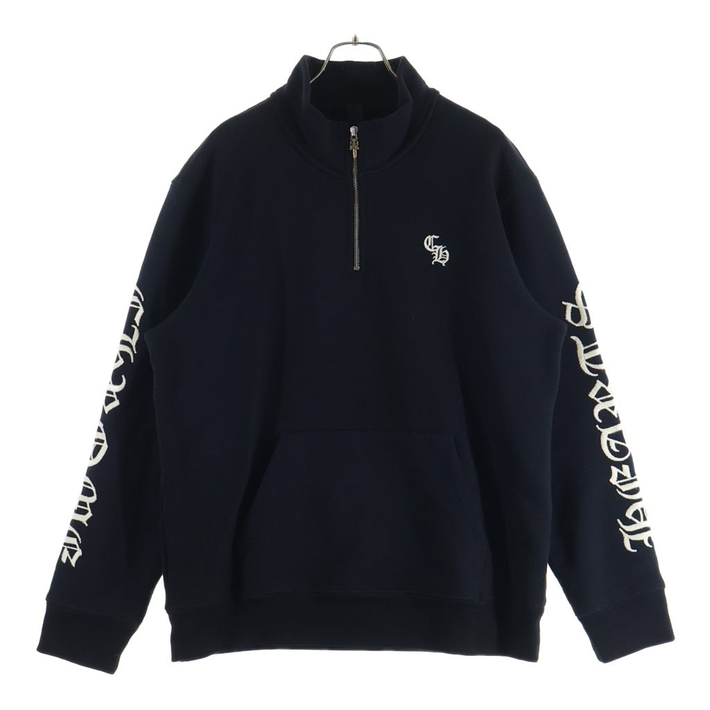 CHROME HEARTS(クロムハーツ) Y NOT SLO RIDE ロゴ刺繍 ハーフジップスウェット トレーナー ブラック