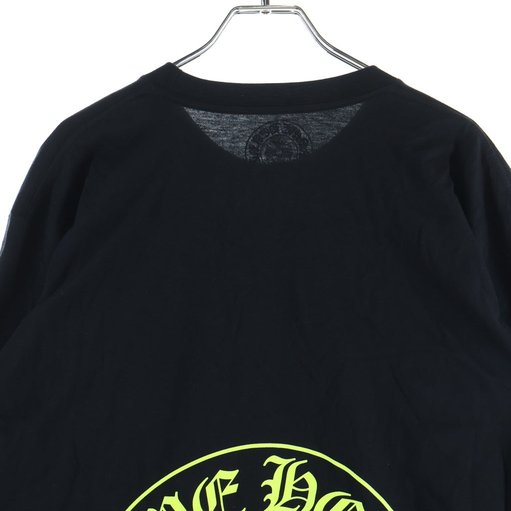 CHROME HEARTS(クロムハーツ) FLRL CRS HORSESHOE L/S 袖フローラルプリント クルーネック長袖Tシャツカットソー ブラック /イエロー