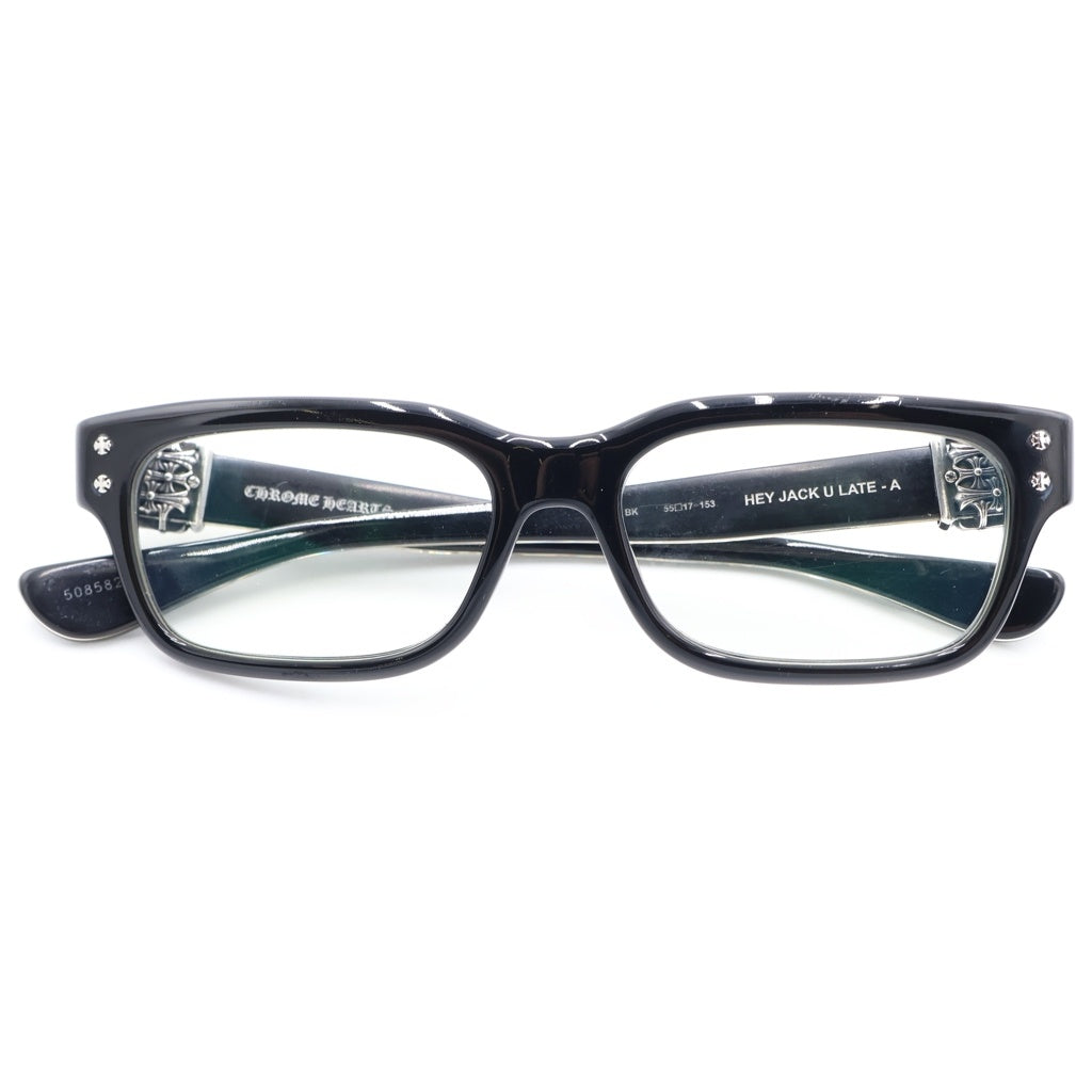 CHROME HEARTS(クロムハーツ) HEY JACK U LATE-A セメタリークロス装飾テンプル ウェリントンサングラス アイウェア 眼鏡 ブラック