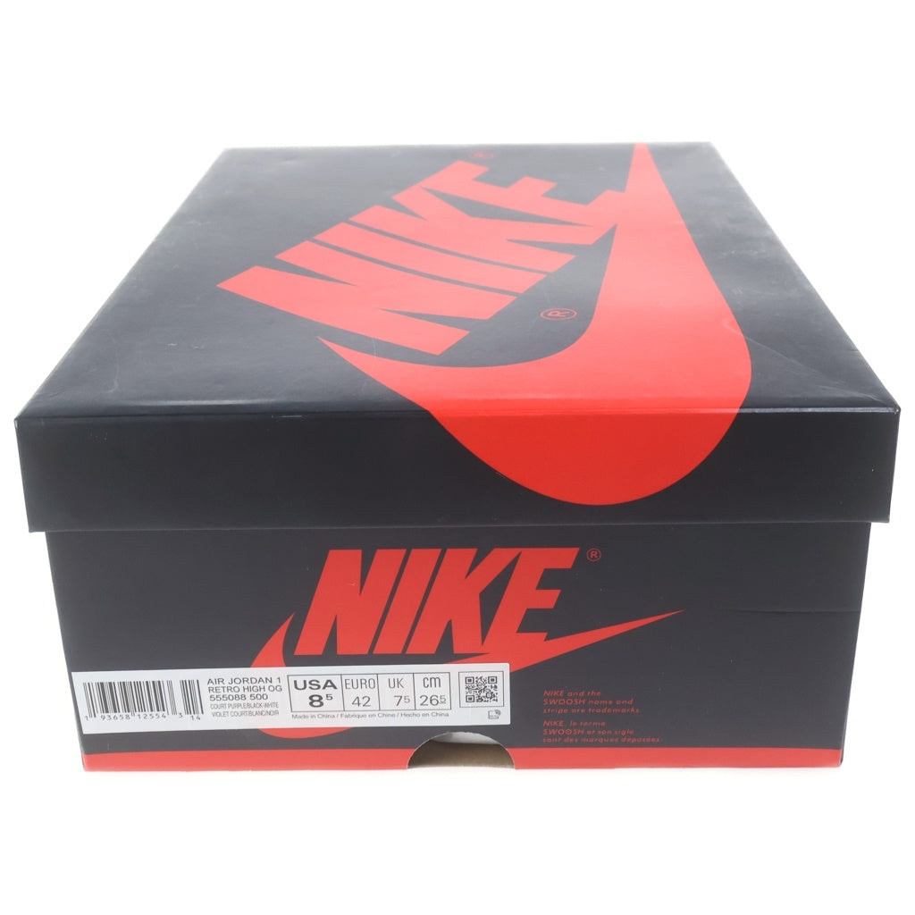 NIKE(ナイキ) AIR JORDAN 1 RETRO HIGH OG COURT PURPLE 555088-500 エアジョーダン1 レトロ コートパープル ハイカットスニーカー ホワイト/パープル US8.5/26.5cm