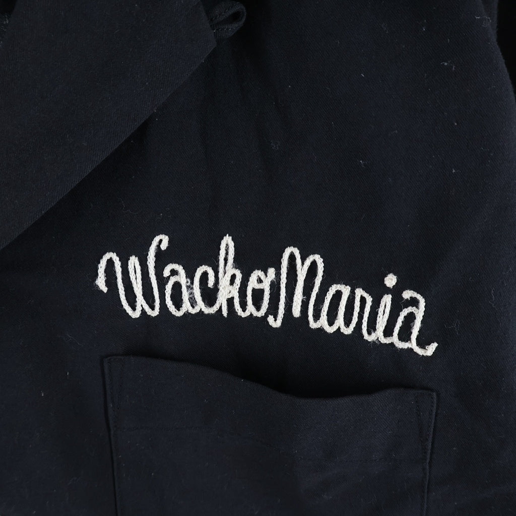 WACKO MARIA(ワコマリア) スカル刺繍 レーヨン オープンカラー長袖シャツ ブラック
