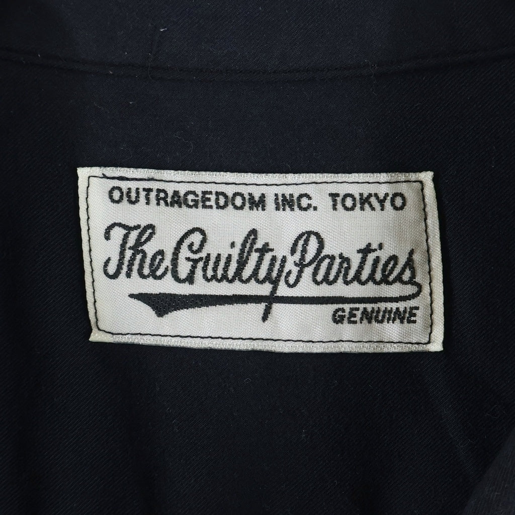 WACKO MARIA(ワコマリア) スカル刺繍 レーヨン オープンカラー長袖シャツ ブラック