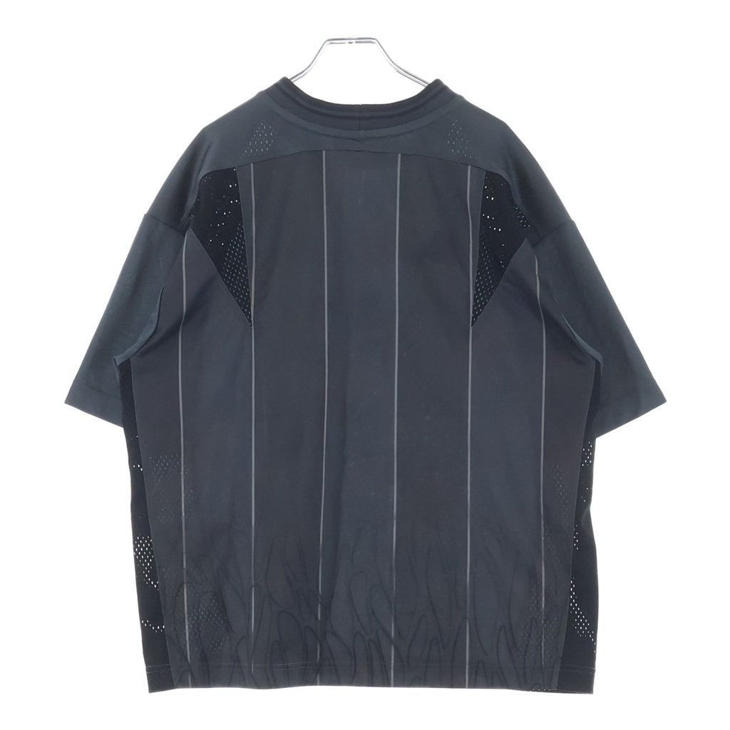 Acne Studios(アクネ ストゥディオズ) 24SS ロゴ刺繍 メッシュパネル 半袖Tシャツカットソー ブラック SP-UX-TSHI000045