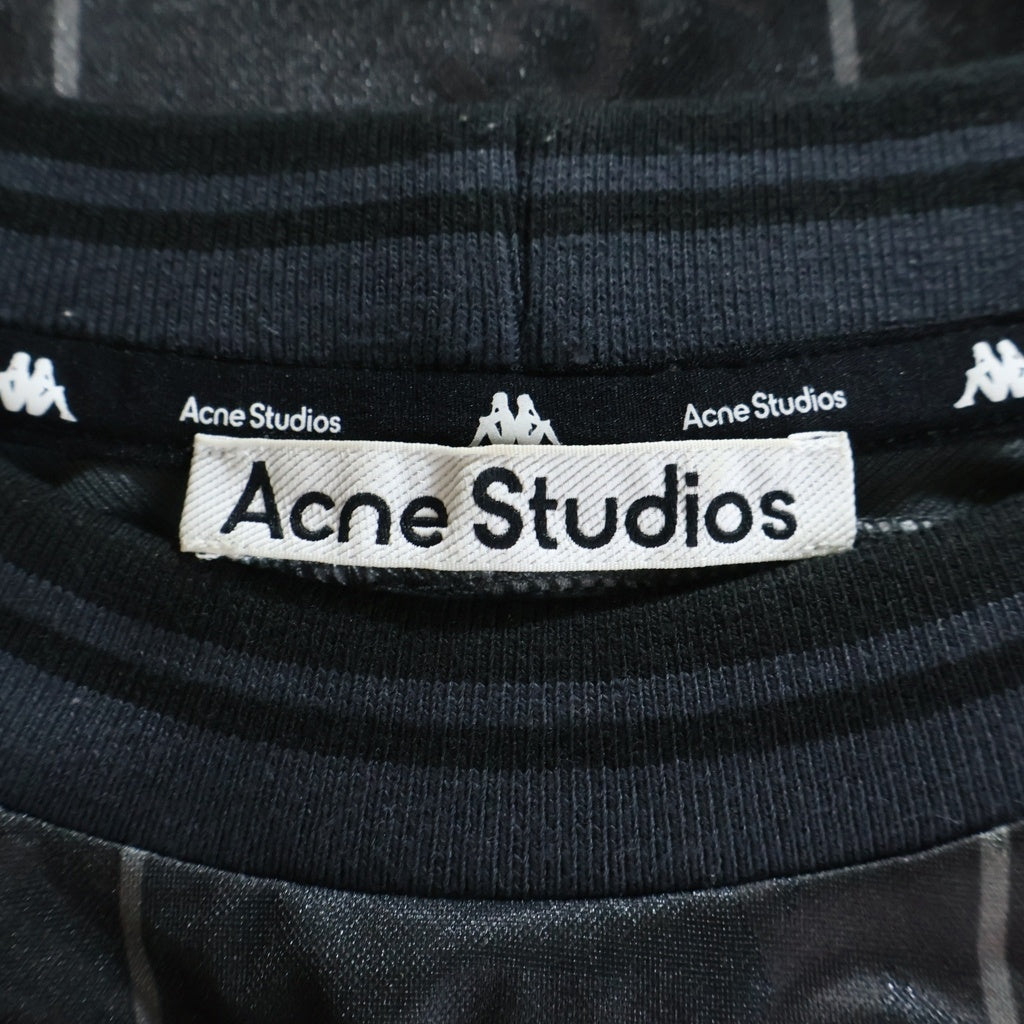 Acne Studios(アクネ ストゥディオズ) 24SS ロゴ刺繍 メッシュパネル 半袖Tシャツカットソー ブラック SP-UX-TSHI000045