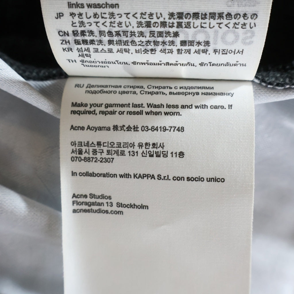 Acne Studios(アクネ ストゥディオズ) 24SS ロゴ刺繍 メッシュパネル 半袖Tシャツカットソー ブラック SP-UX-TSHI000045