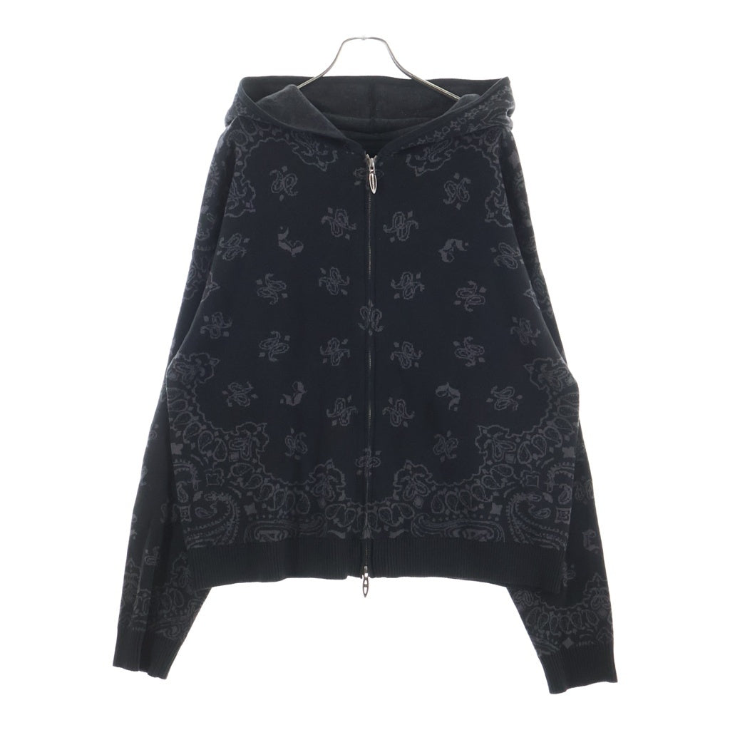 JUN / NAKAYAMA(ジュンナカヤマ) 26SS PAISLEY KNIT HOODIE ペイズリー ジャカード ニットジップアップフーディー パーカーブラウン JN-SS26-001