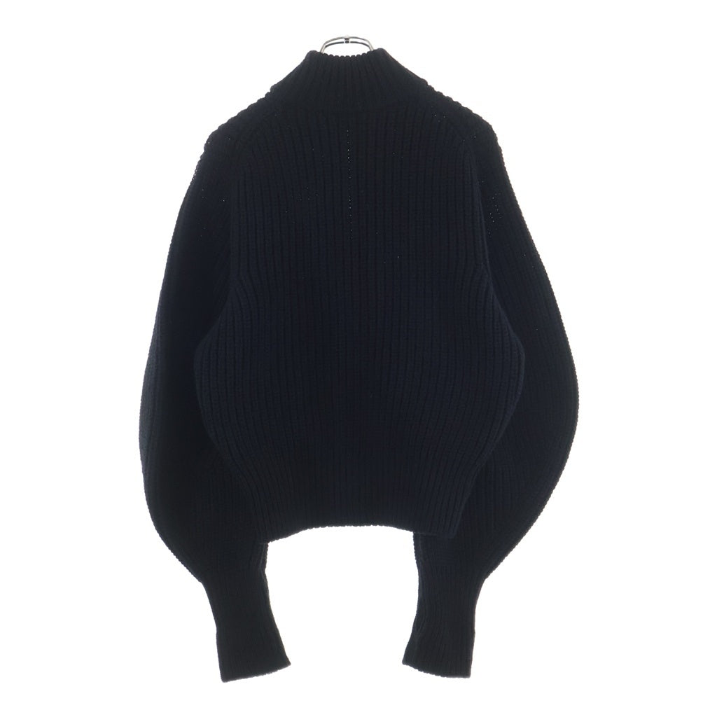 JOHN LAWRENCE SULLIVAN(ジョンローレンスサリバン) RIBED MASSIVE ROUNDED SLEEVE ZIP-UP KNIT JACKET オーバーサイズ ジップアップカーディガン ブラック 4B002-0325-30