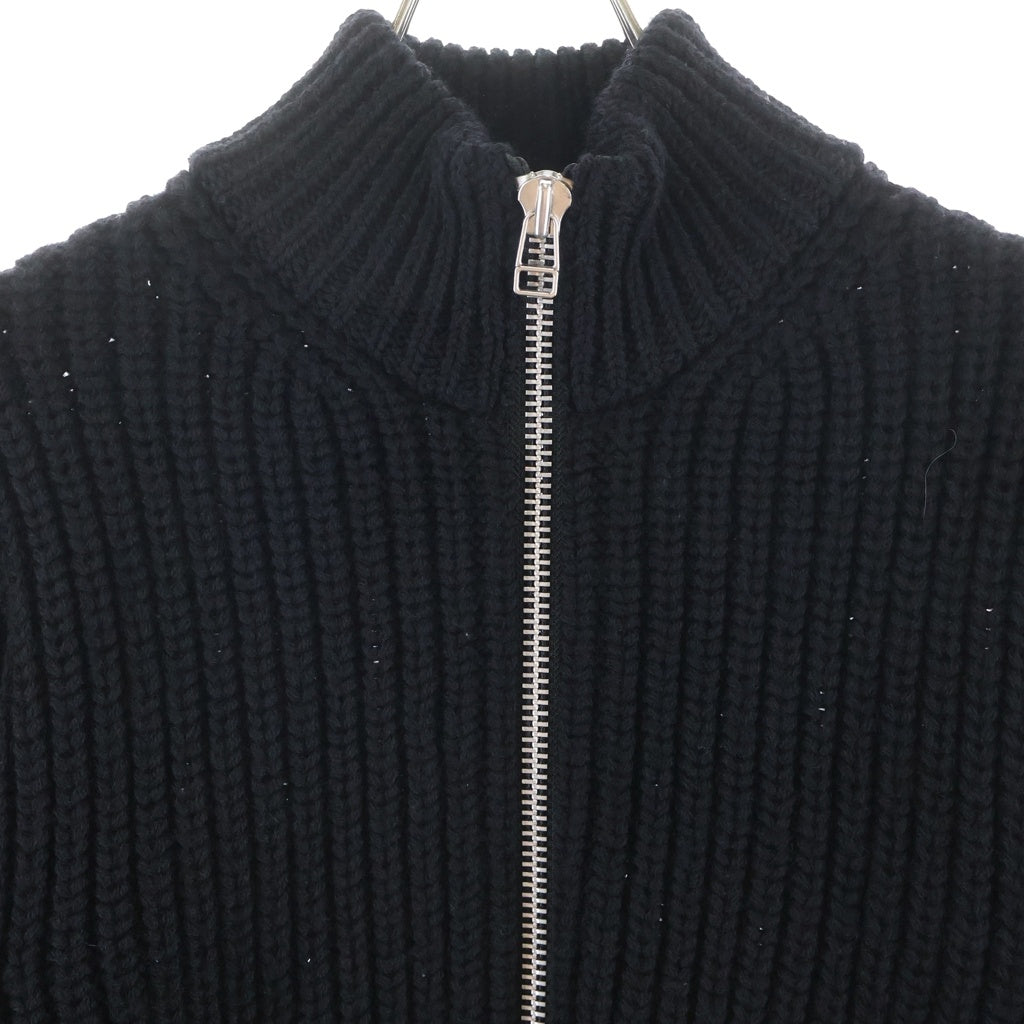 JOHN LAWRENCE SULLIVAN(ジョンローレンスサリバン) RIBED MASSIVE ROUNDED SLEEVE ZIP-UP KNIT JACKET オーバーサイズ ジップアップカーディガン ブラック 4B002-0325-30