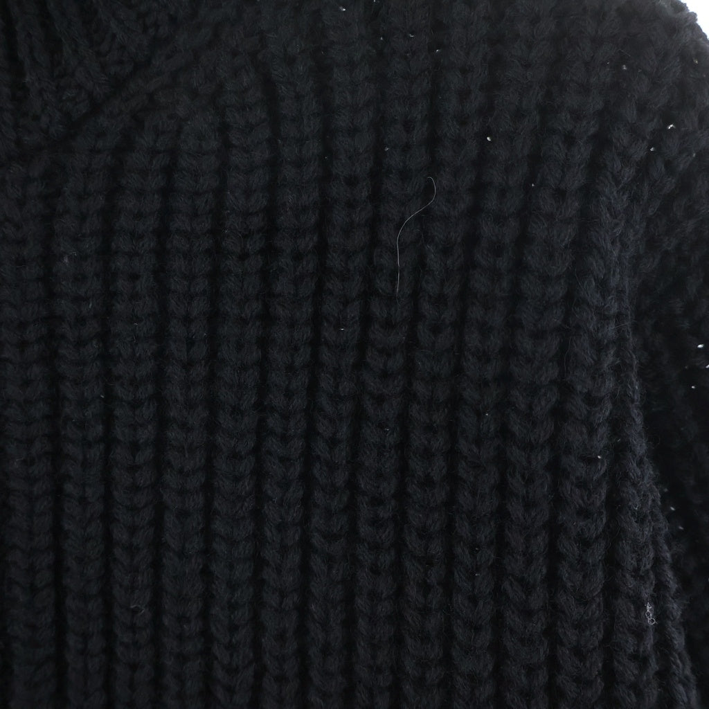 JOHN LAWRENCE SULLIVAN(ジョンローレンスサリバン) RIBED MASSIVE ROUNDED SLEEVE ZIP-UP KNIT JACKET オーバーサイズ ジップアップカーディガン ブラック 4B002-0325-30