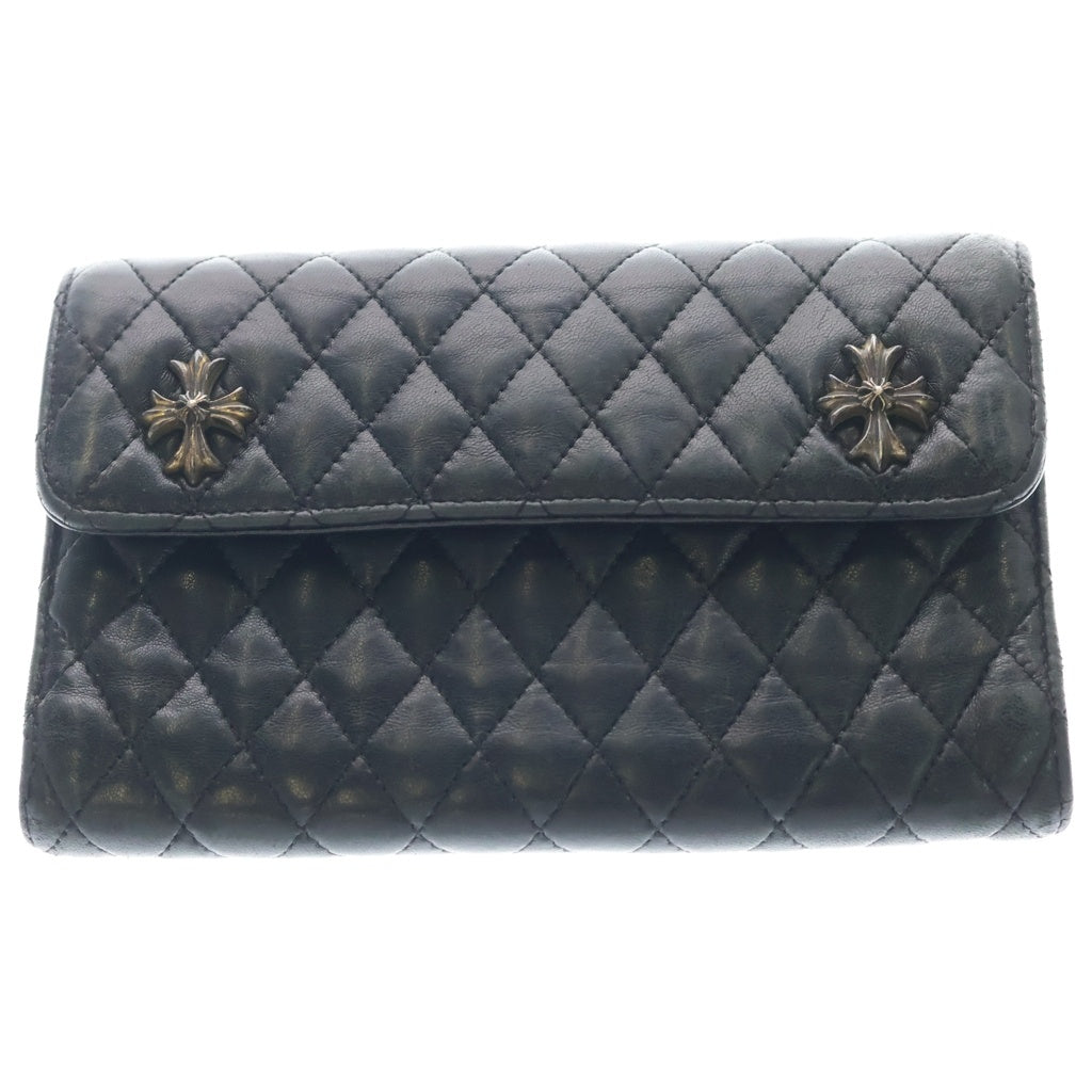 CHROME HEARTS(クロムハーツ) WAVE4 QLT 3SNP ウェーブキルティングレザーウォレット 長財布 ブラック