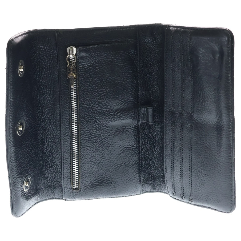 CHROME HEARTS(クロムハーツ) WAVE4 QLT 3SNP ウェーブキルティングレザーウォレット 長財布 ブラック