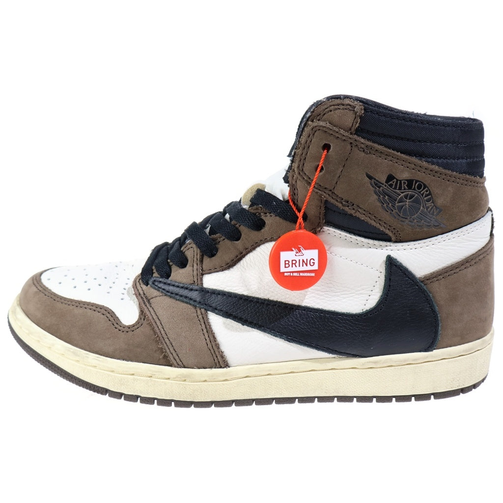 NIKE(ナイキ) ×TRAVIS SCOTT AIR JORDAN 1 HIGH OG TS SP CD4487-100 トラヴィススコット エアジョーダン1 ハイカットスニーカー ブラウン/ホワイト US9/27.0cm