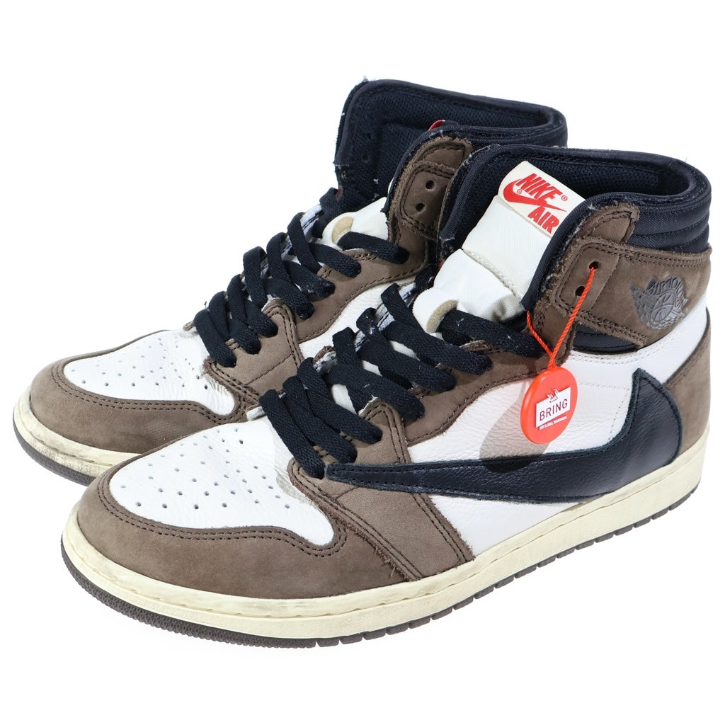 NIKE(ナイキ) ×TRAVIS SCOTT AIR JORDAN 1 HIGH OG TS SP CD4487-100 トラヴィススコット エアジョーダン1 ハイカットスニーカー ブラウン/ホワイト US9/27.0cm