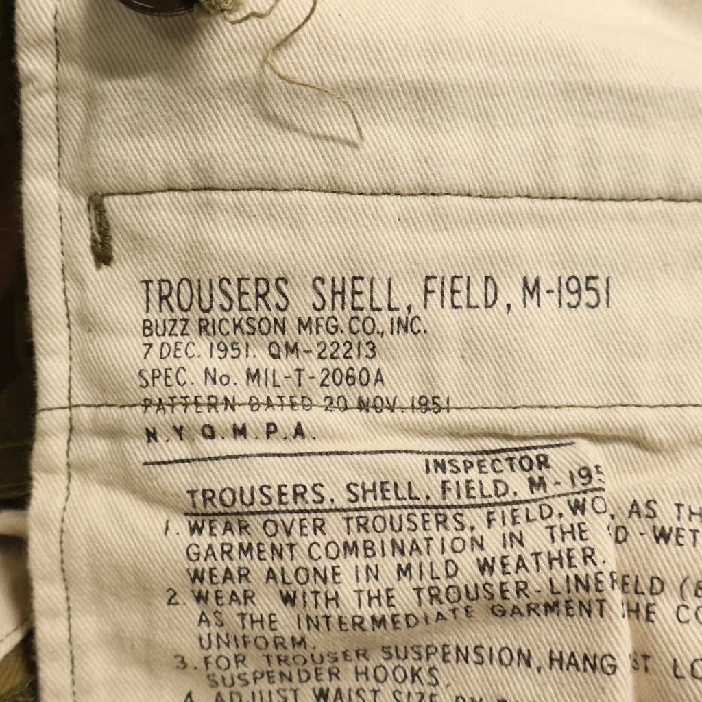 Buzz Rickson's(バズリクソンズ) TROUSERS トラウザーズ カーゴパンツ カーキ BR41962
