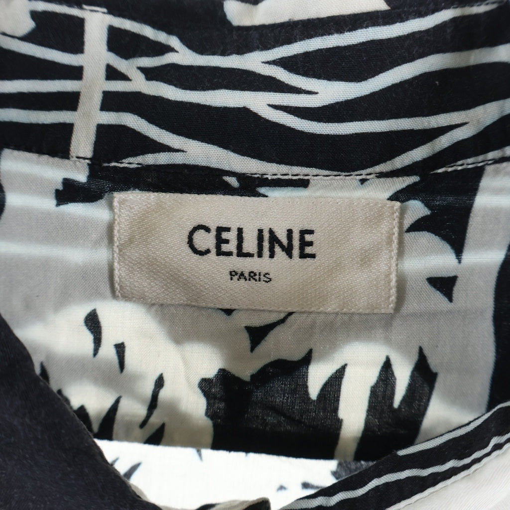 CELINE(セリーヌ) 21SS ドラッグストアカラーパームツリープリントクラシック長袖シャツ ブラック/ホワイト 2C028466M