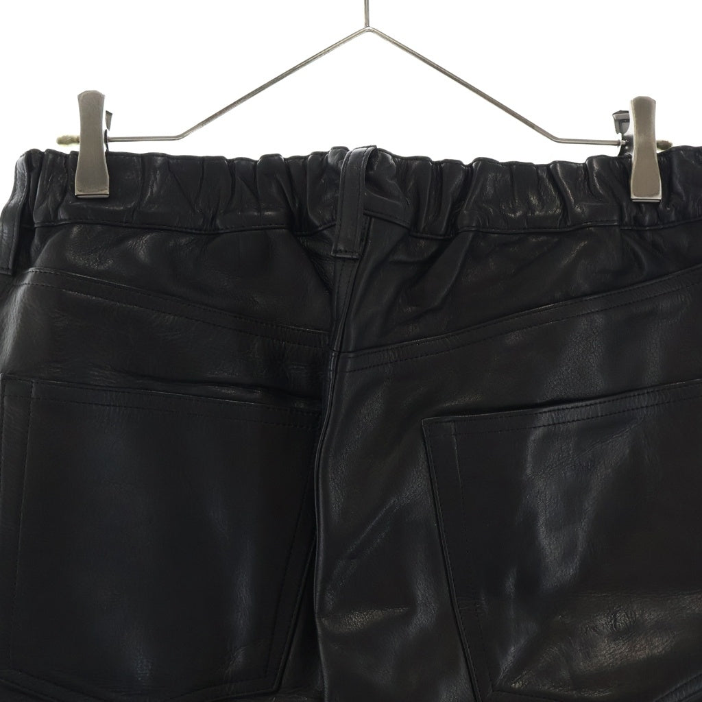 YOKO SAKAMOTO(ヨーコサカモト) LEATHER TROUSERS レザーストレートパンツ ブラック