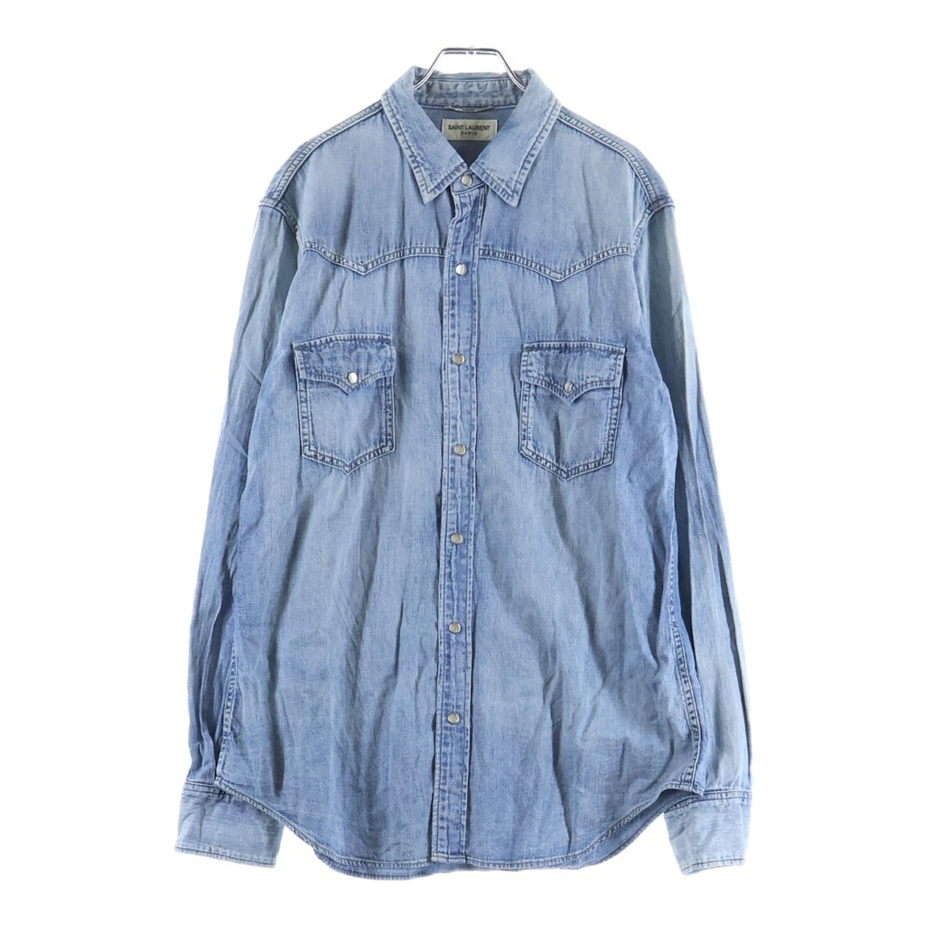 SAINT LAURENT PARIS(サンローランパリ) 15AW ウエスタンシャツ 長袖シャツ インディゴ 391674 Y880I