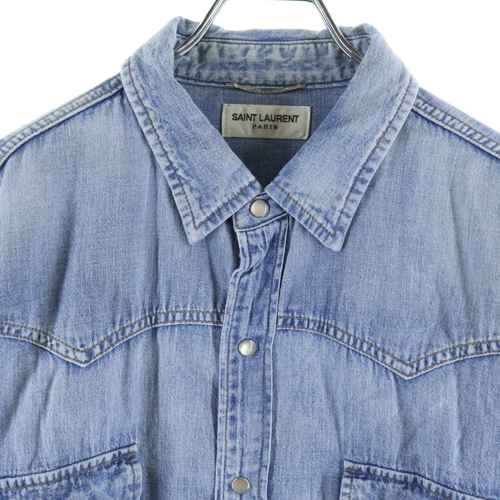 SAINT LAURENT PARIS(サンローランパリ) 15AW ウエスタンシャツ 長袖シャツ インディゴ 391674 Y880I