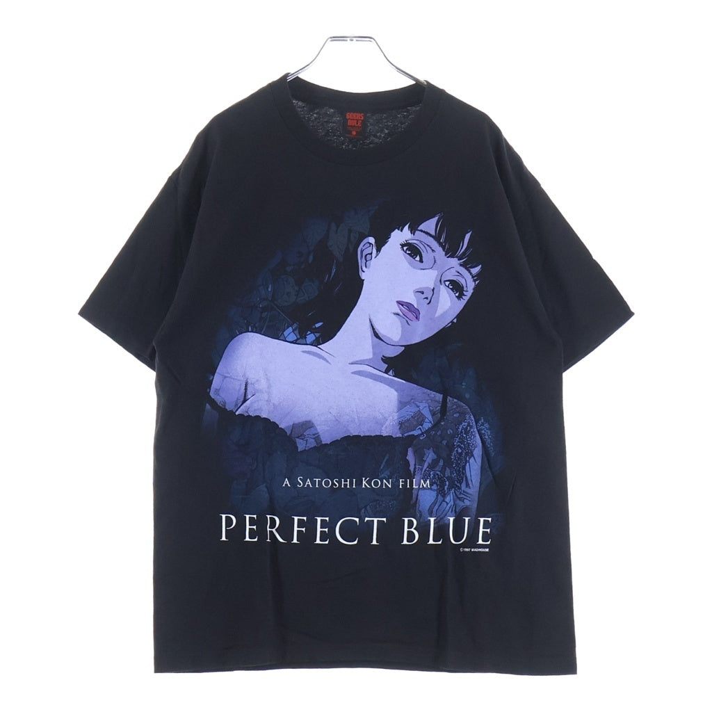GEEKSRULE(ギークスルール) ×PERFECT BLUE パーフェクトブルー シルクスクリーンプリント クルーネックプルオーバー 半袖Tシャツカットソー ブラック