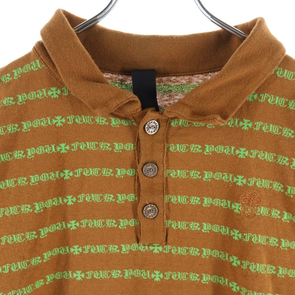 CHROME HEARTS(クロムハーツ) Y Not Stripe Polo ストライプポロシャツ長袖カットソー ブラウン/グリーン
