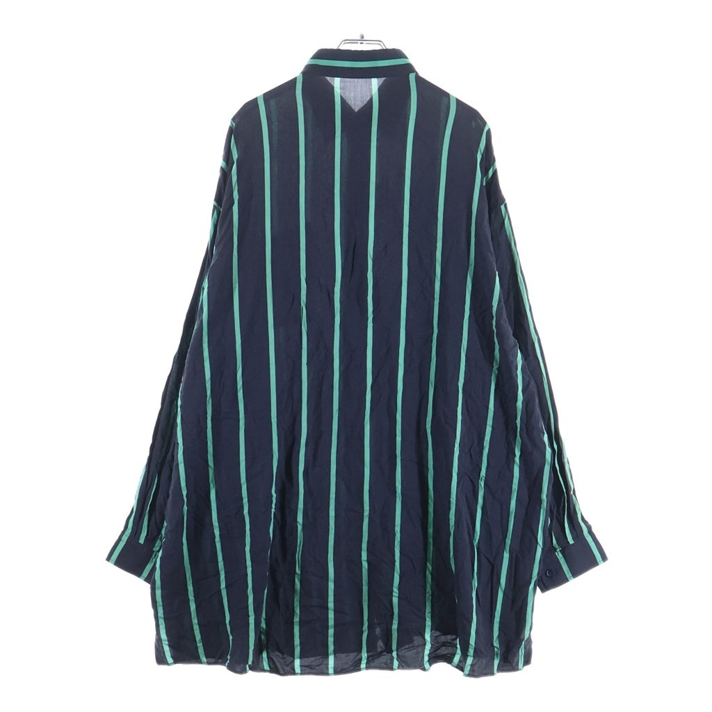 BALENCIAGA(バレンシアガ) ロングシャツ ストライプ長袖シャツ ブラック/グリーン 508453 TYA05