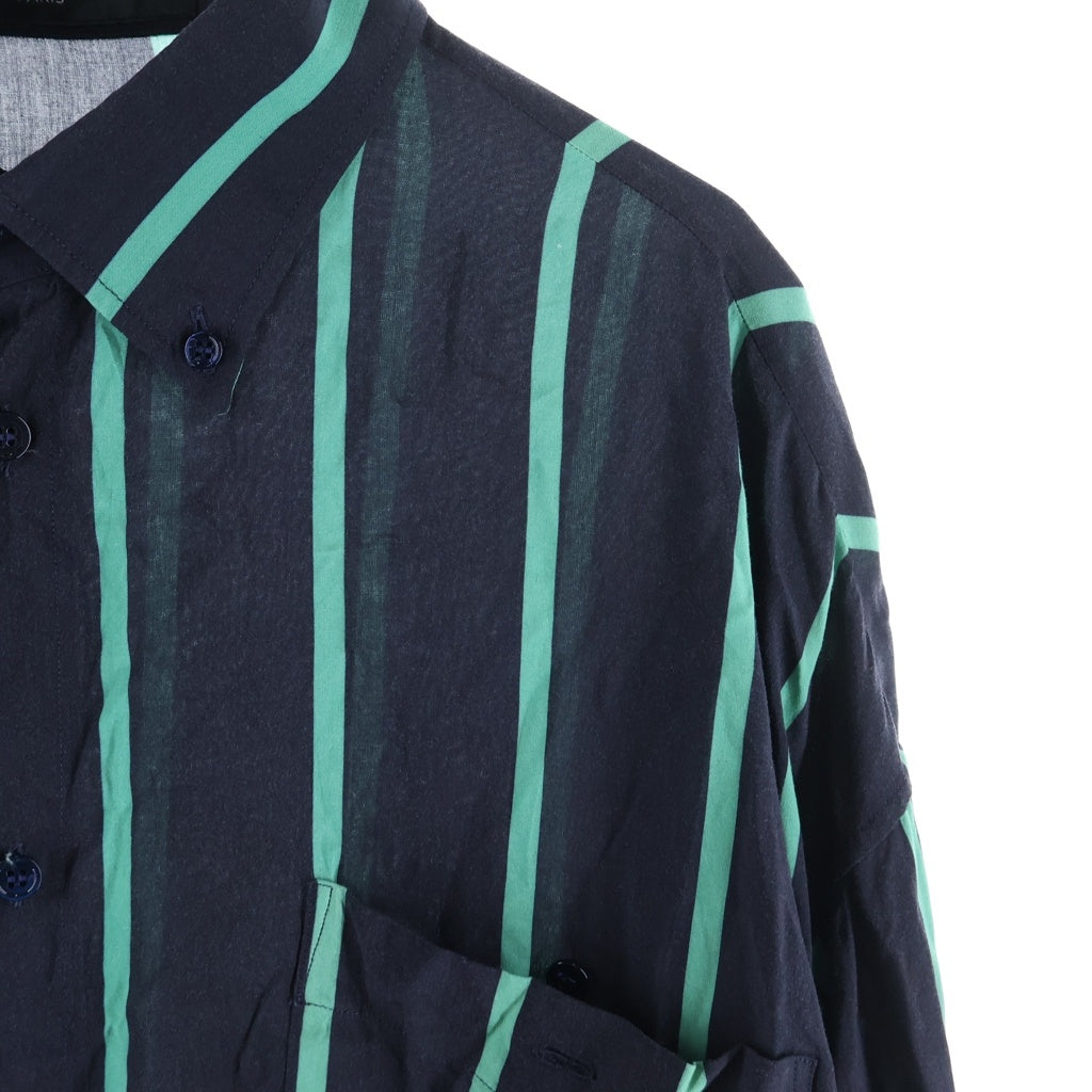 BALENCIAGA(バレンシアガ) ロングシャツ ストライプ長袖シャツ ブラック/グリーン 508453 TYA05