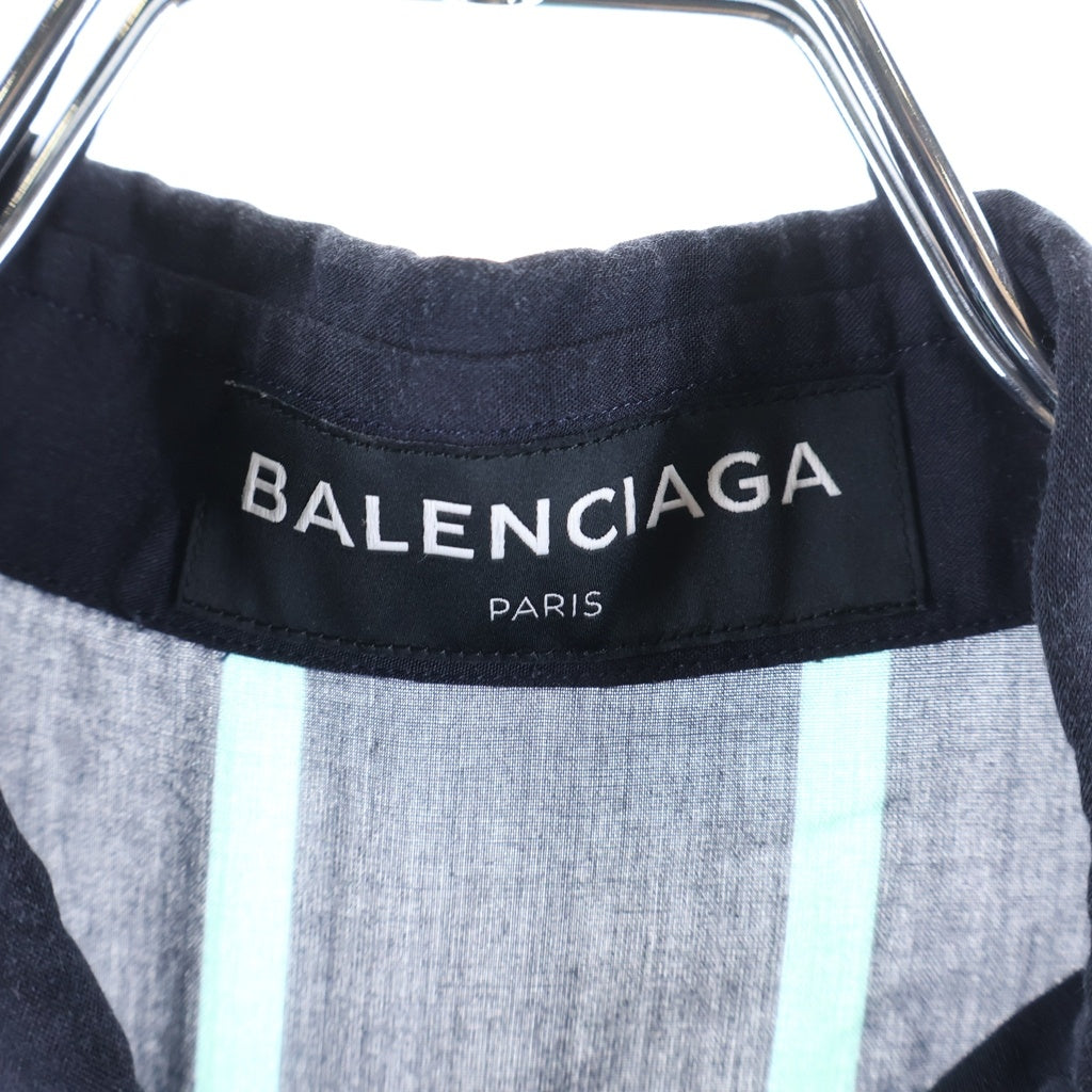 BALENCIAGA(バレンシアガ) ロングシャツ ストライプ長袖シャツ ブラック/グリーン 508453 TYA05