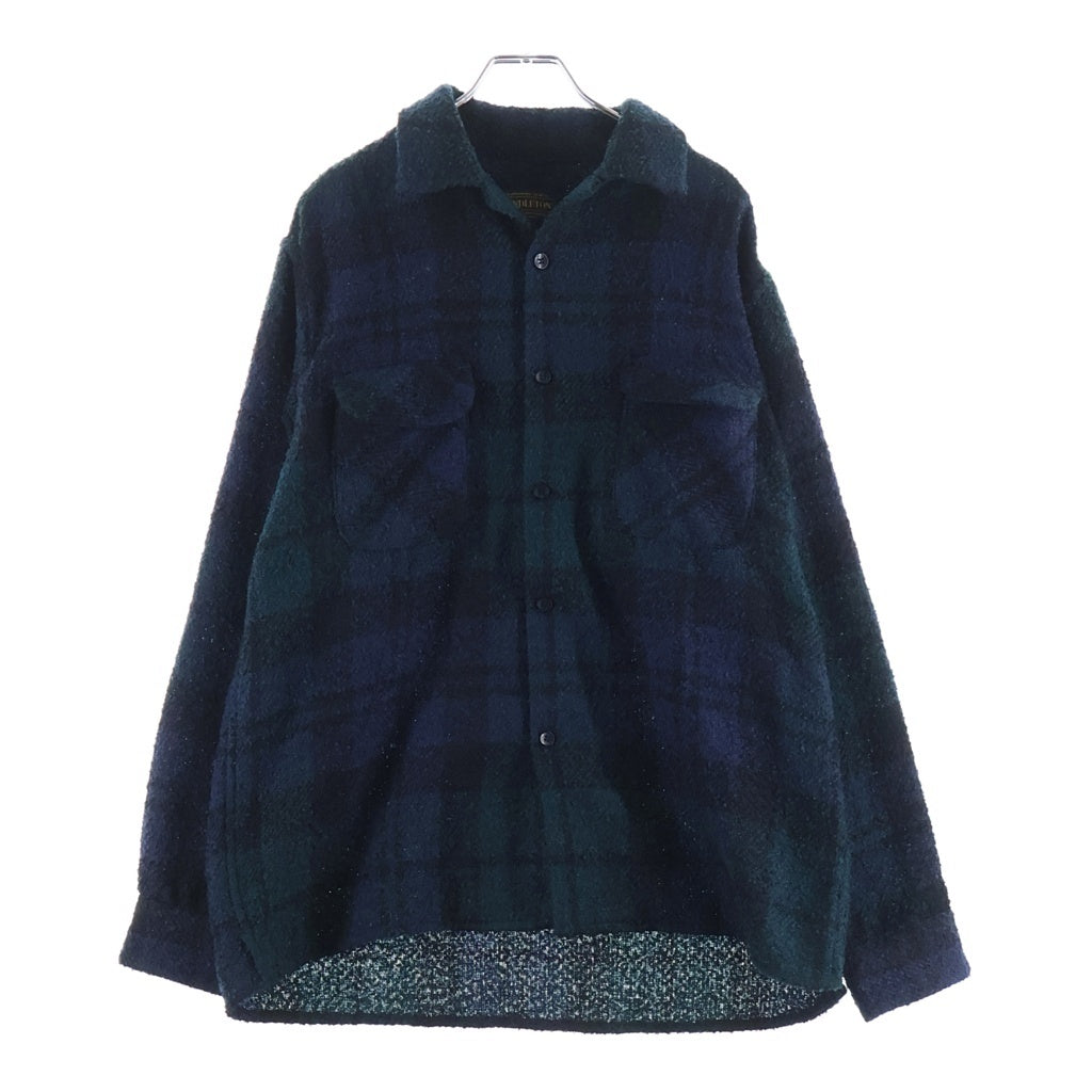 PENDLETON(ペンドルトン) ×BILL WALL LEATHER ×BEAMS チェック柄長袖シャツ ネイビー/グリーン 4475-7206