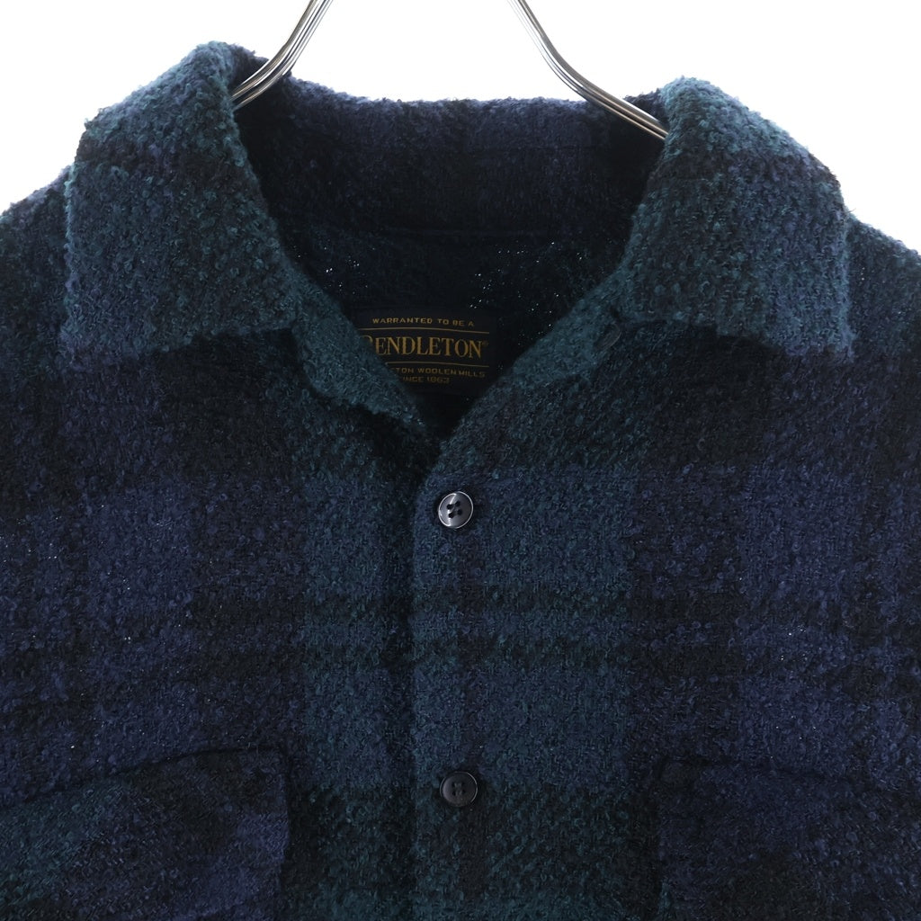 PENDLETON(ペンドルトン) ×BILL WALL LEATHER ×BEAMS チェック柄長袖シャツ ネイビー/グリーン 4475-7206