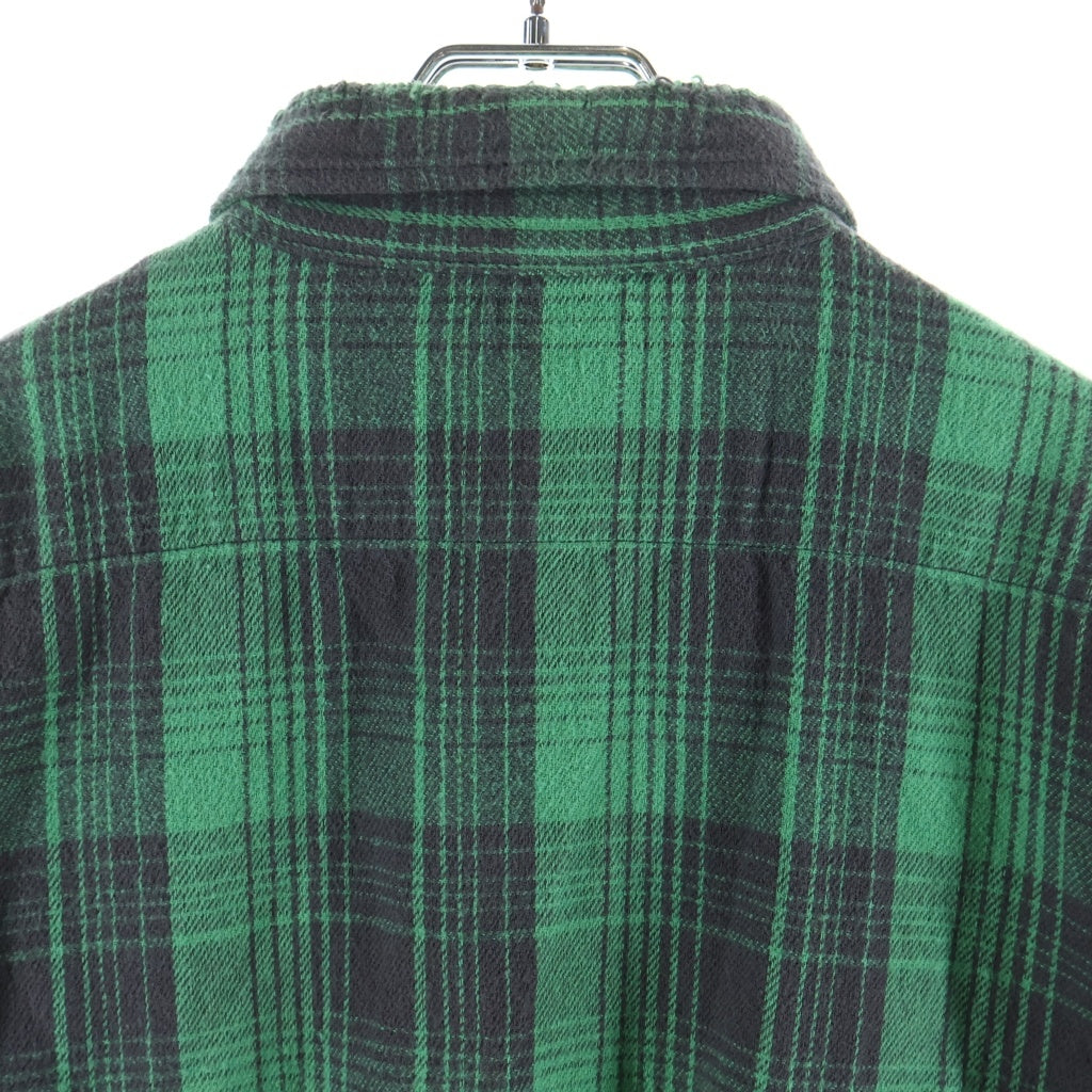 SAINT MICHAEL(セントマイケル) FRNL CHECK SHIRT カットオフ加工 フランネルシャツ グリーン SM-YS8-0000-024