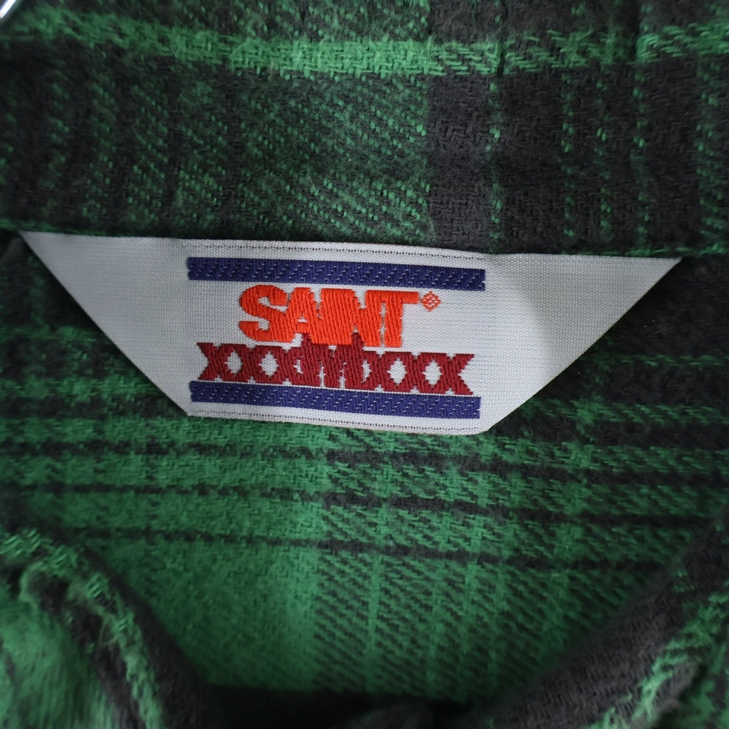 SAINT MICHAEL(セントマイケル) FRNL CHECK SHIRT カットオフ加工 フランネルシャツ グリーン SM-YS8-0000-024