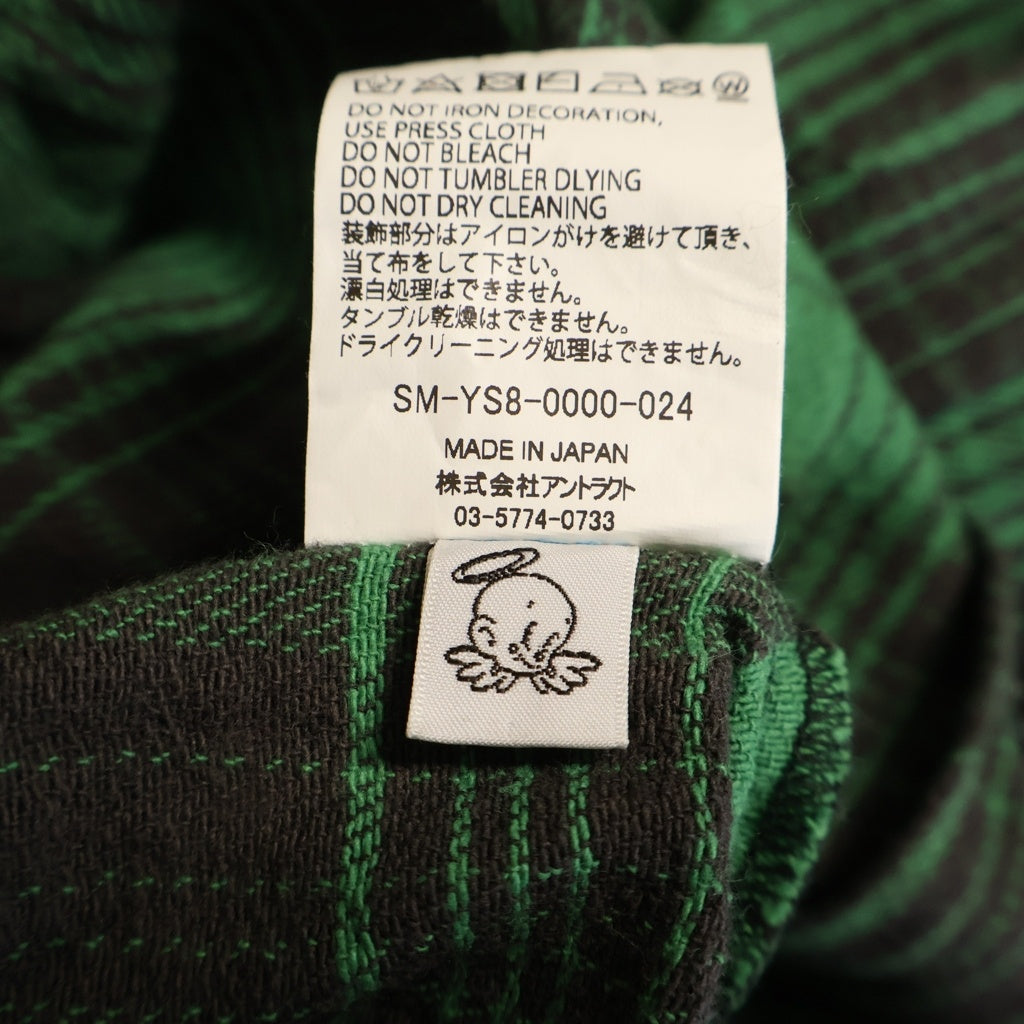 SAINT MICHAEL(セントマイケル) FRNL CHECK SHIRT カットオフ加工 フランネルシャツ グリーン SM-YS8-0000-024