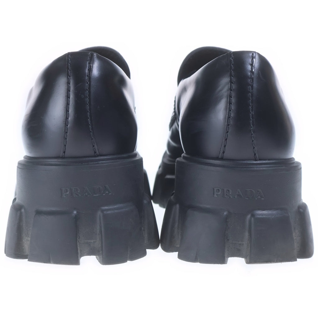 PRADA(プラダ) モノリス ブラッシュドレザー トライアングルロゴ ローファー ローカットシューズ ブラック 2DE129