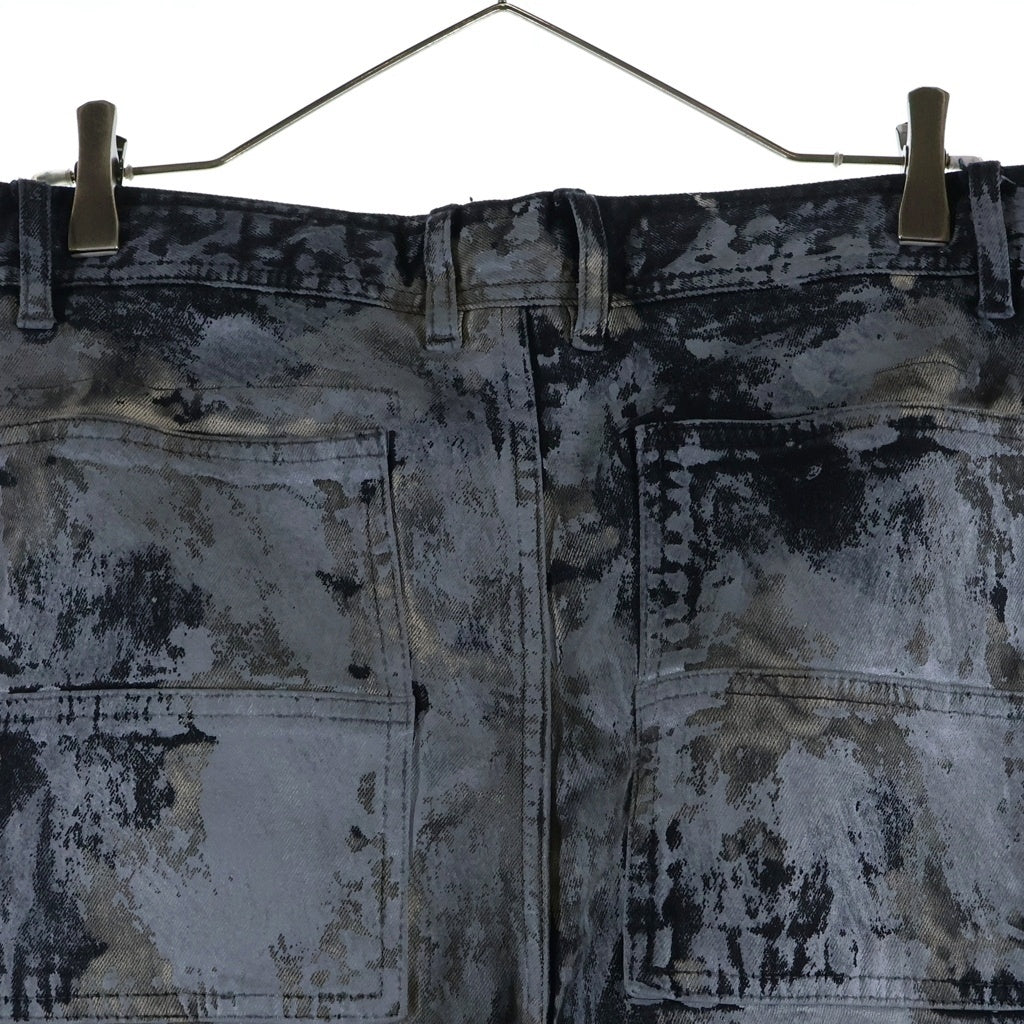 FILTH(フィルス) RUSTY WAXED FLARE CUT コーティング ペイント加工 フレアパンツ ブラック