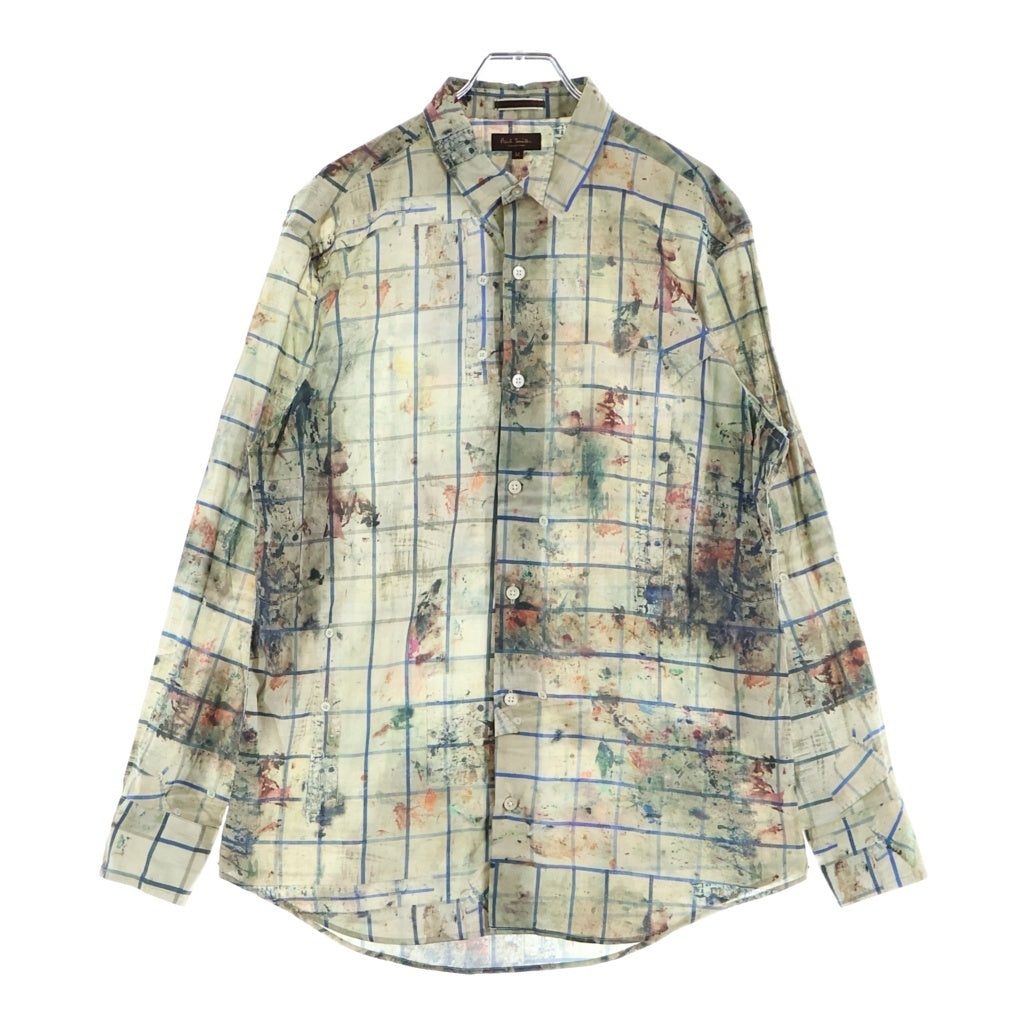 Paul Smith(ポールスミス) ペイント柄 総柄チェック 長袖シャツカットソー PN-CR-72606 マルチ