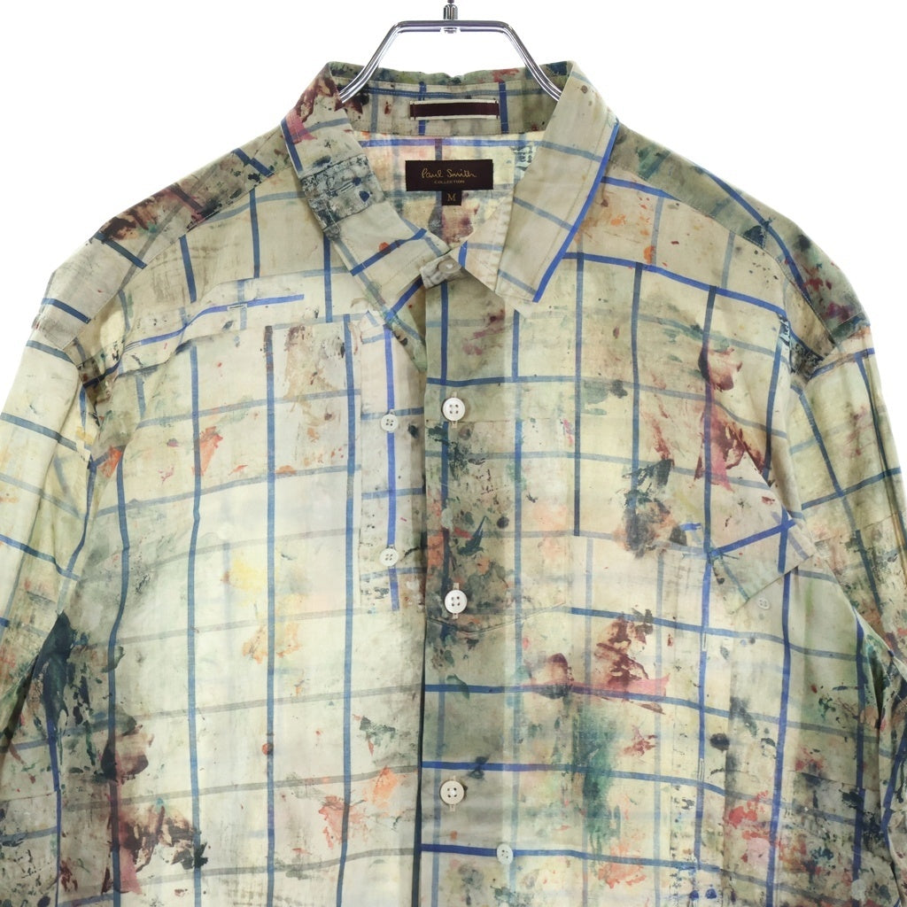 Paul Smith(ポールスミス) ペイント柄 総柄チェック 長袖シャツカットソー PN-CR-72606 マルチ