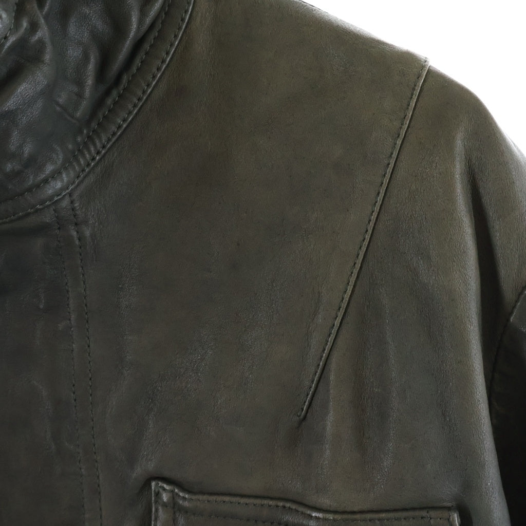 EMPORIO ARMANI(エンポリオアルマーニ) ラムレザー カバーオールジャケット ブラック J1G04P