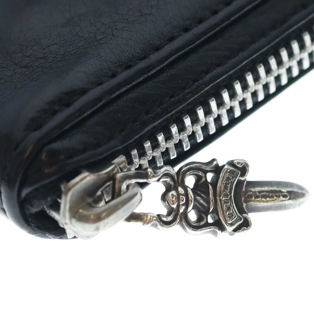 CHROME HEARTS(クロムハーツ) REC ZIP フィリグリークロス ラウンドファスナー 長財布 ウオレット ブラック