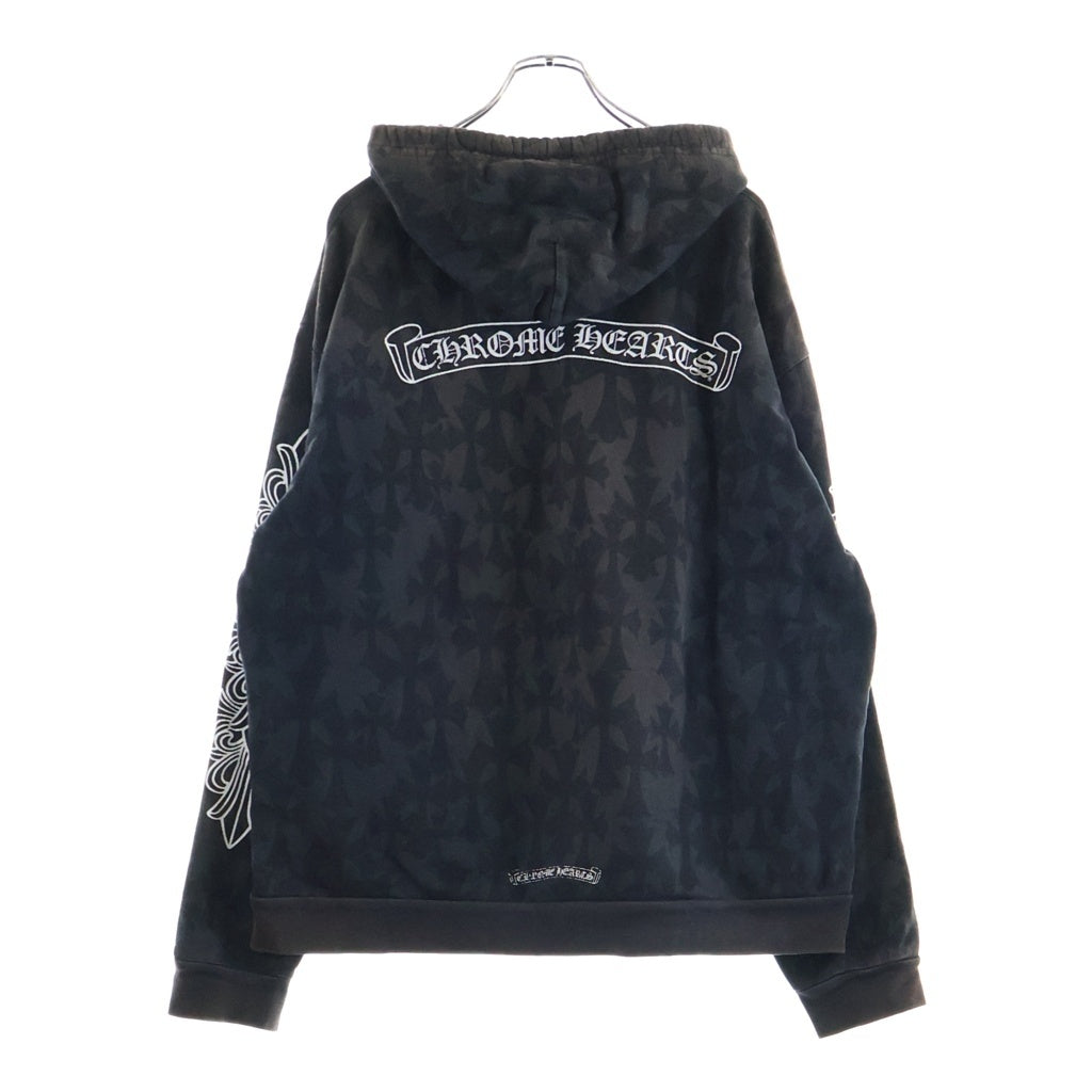 CHROME HEARTS(クロムハーツ) Graveyard Cemetery Cross Pullover Hoodie 総柄 グレイブヤード セメタリークロス パーカー フーディー ブラック