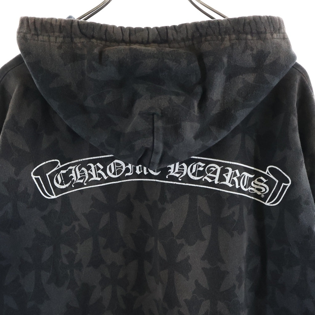 CHROME HEARTS(クロムハーツ) Graveyard Cemetery Cross Pullover Hoodie 総柄 グレイブヤード セメタリークロス パーカー フーディー ブラック