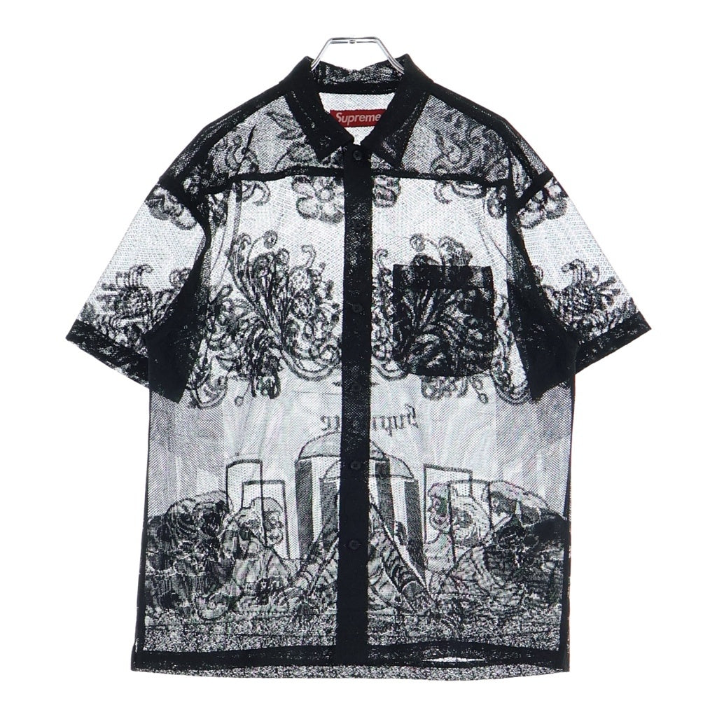 SUPREME(シュプリーム) 25SS LAST SUPPER LACE SS SHIRT 半袖シャツ 柄網メッシュ ブラック レディース
