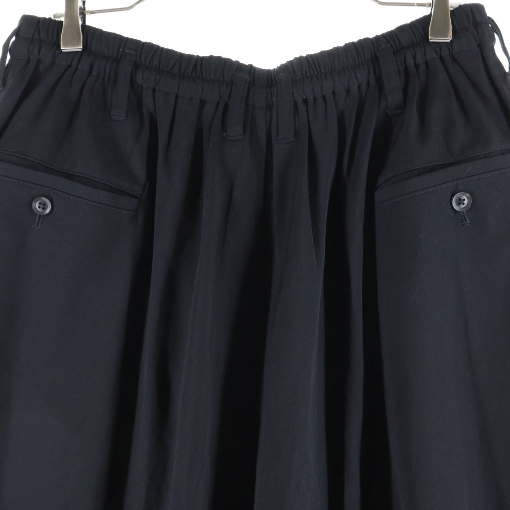 Yohji Yamamoto POUR HOMME(ヨウジヤマモト プールオム) ウール ワイドスラックス バルーンパンツ ベルトループ ドローコード ブラック